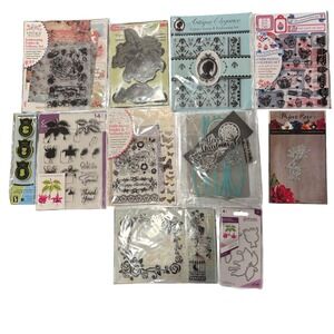 Large Cardmaking Stamp & Die Lot Gemini Paper Rose Embossing Folders